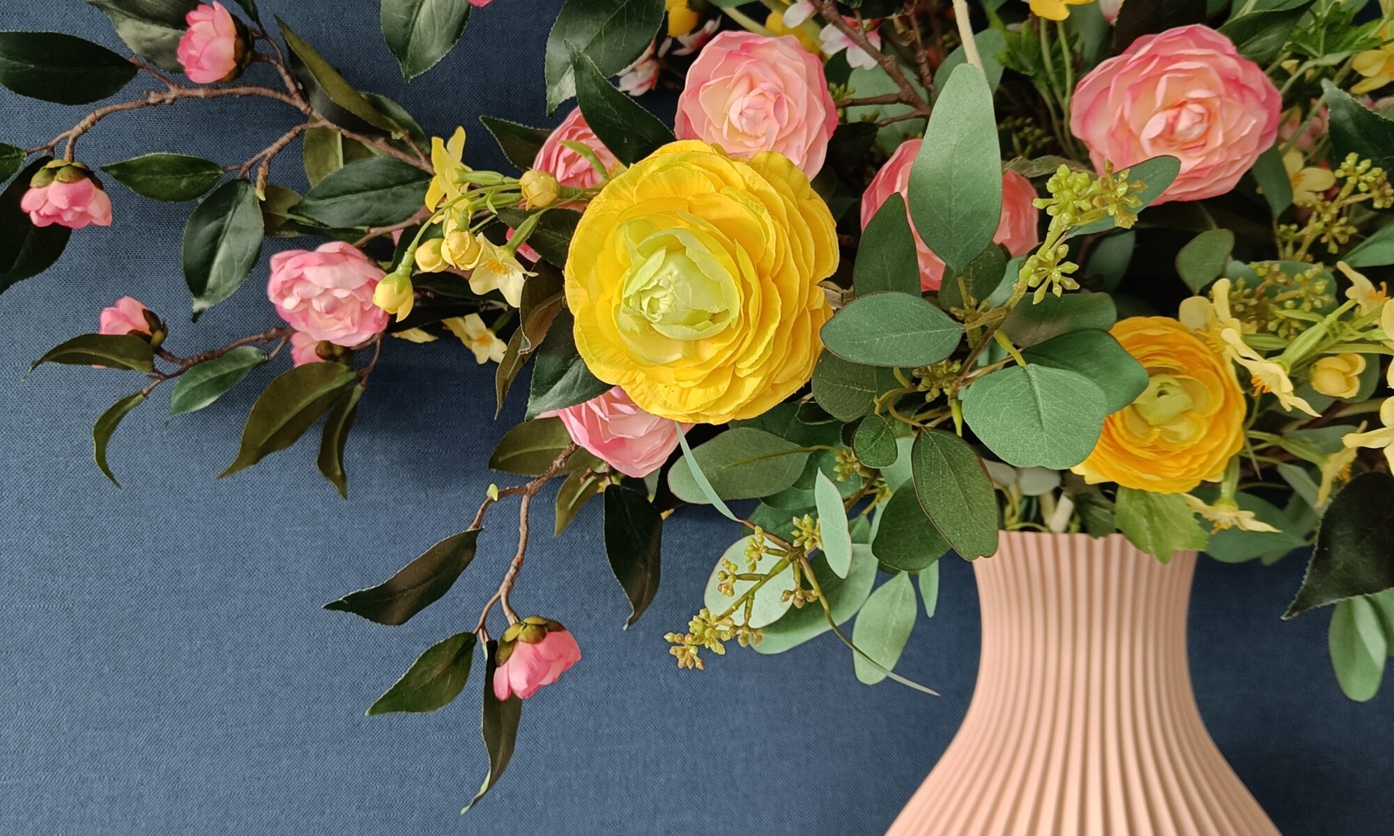 3-D print vaas zijde bloemen